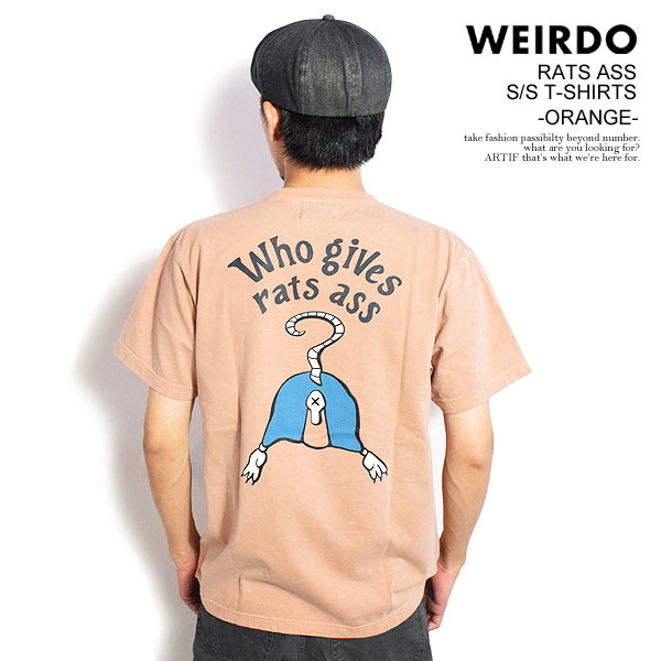 ウィアード Tシャツ WEIRDO RATS ASS - S/S T-SHIRTS -ORANGE- メンズ 半袖 グラフィックTシャツ アメカジ 送料無料
