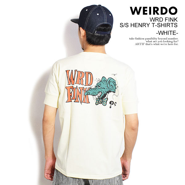Weirdo ボウリングシャツ ホワイト/オレンジ ブランド古着！日本製 Weirdo レーヨン ボーリングシャツ FUCK U