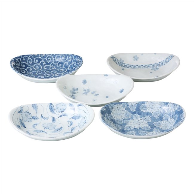 美濃焼 染付絵変り カレー皿5枚揃　 31820 内祝 内祝い お祝 御祝 記念品 出産内祝い プレゼント 快気祝い 粗供養 引出物