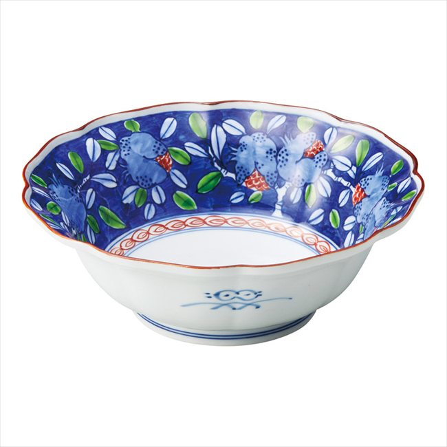 有田焼 染錦ザクロ絵 高台鉢（手描）　 009-524M 内祝 内祝い お祝 御祝 記念品 出産内祝い プレゼント 快気祝い 粗供養 引出物