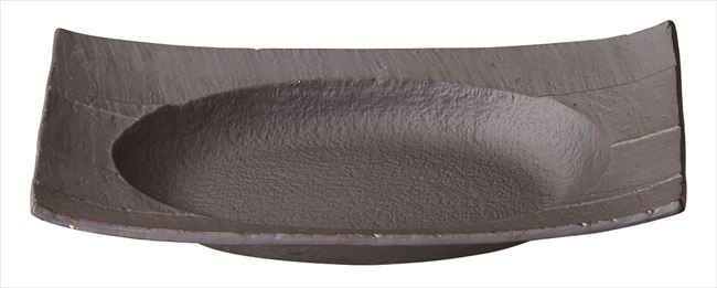 料亭削り 尺二楕円長角皿 (黒) 磁器 37×18×H5.8cm 食器 創作料理 一品料理 多国籍料理 器 アジアン料理 和食器 洋食器 居酒屋 焼肉 中華 などにご利用頂けます