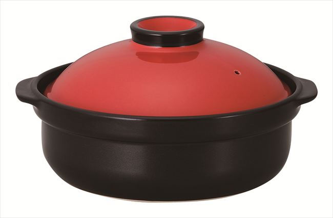 洋風煮込土鍋 レッド/ブラック8号鍋 陶器 L28.7×S25.7×H15cm･2600cc 食器 創作料理 一品料理 多国籍料理 器 アジアン料理 和食器 洋食器 居酒屋 焼肉 中華 などにご利用頂けます