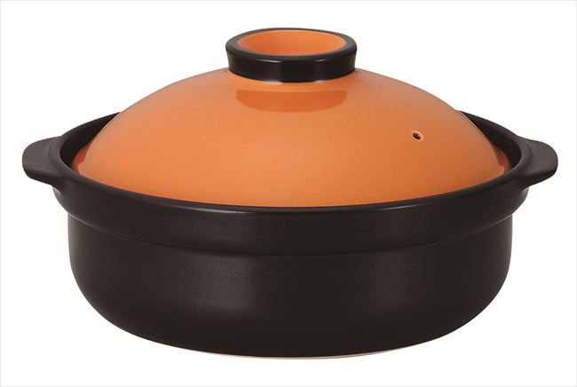 洋風煮込土鍋 オレンジ/ブラック9号鍋 IH対応 陶器 L31.6×S28×H15.8cm・3000cc 食器 創作料理 一品料理 多国籍料理 器 アジアン料理 和食器 洋食器 居酒屋 焼肉 中華 などにご利用頂けます|キッチンの殿堂!チューボーマニア