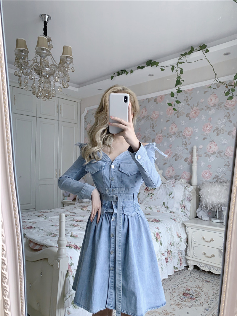 50 Off 楽天市場 デニムワンピース オフショルダーワンピース ひざ丈 インポートセレクト C Mode 時間指定不可 Alfalamanki Com