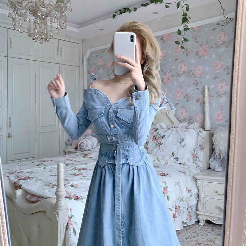 50 Off 楽天市場 デニムワンピース オフショルダーワンピース ひざ丈 インポートセレクト C Mode 時間指定不可 Alfalamanki Com