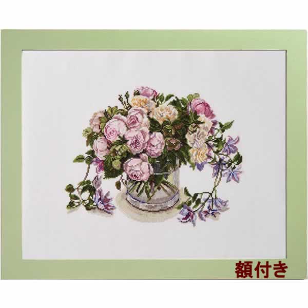 はりつけ台編み目 刺しゅう一揃いの道具（縫い一揃いの道具）フジココレクション 【フレンチさくら色】 額付き添い人書き割り