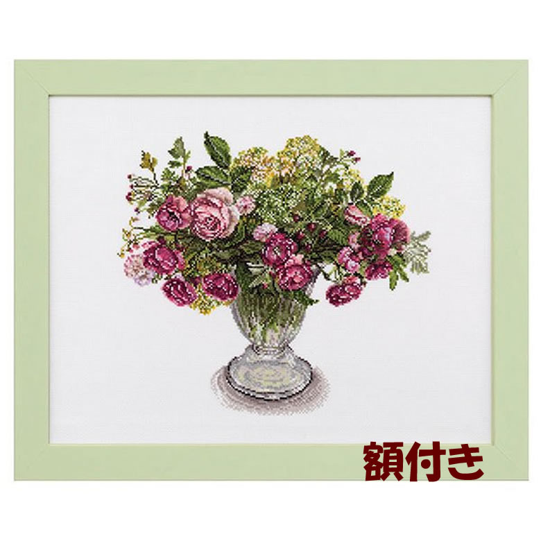 クロスステッチ 刺繍キット（刺しゅうキット）フジココレクション　【秋バラのアレンジメント】5521110G（680G)　額付きセット｜クラフトショップ　ポピー