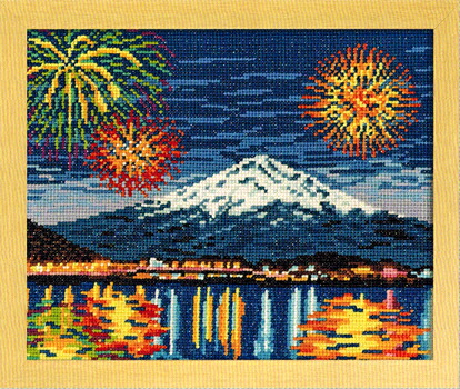 楽天市場】Olympusクロスステッチ刺繍キット7462 「河口湖冬花火と