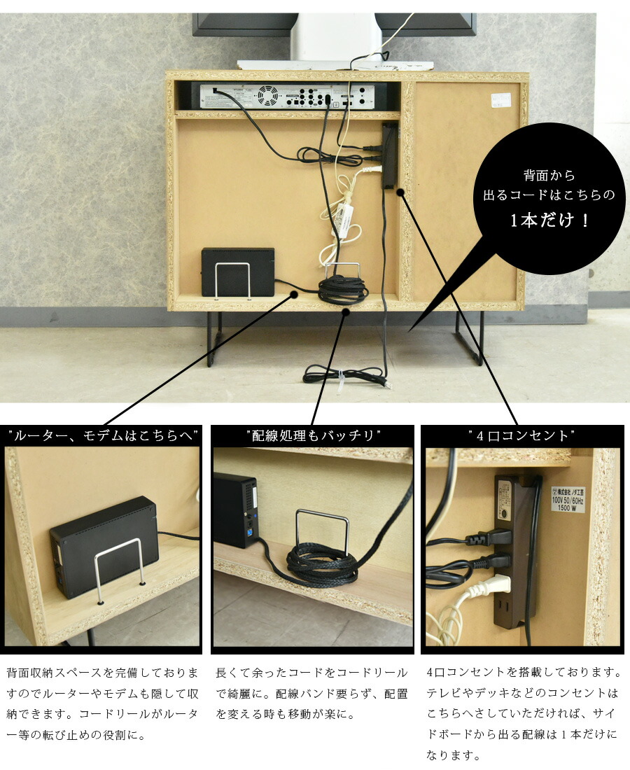 楽天市場 テレビ台 おしゃれ 収納 リビングボード サイドボード ミドルボード テレビボード 幅90 キャビネット 木製 日本製 完成品 収納家具 背面収納 コンセント付き 脚付き オシャレ ブルックリン 西海岸スタイル C スタイル 楽天市場店