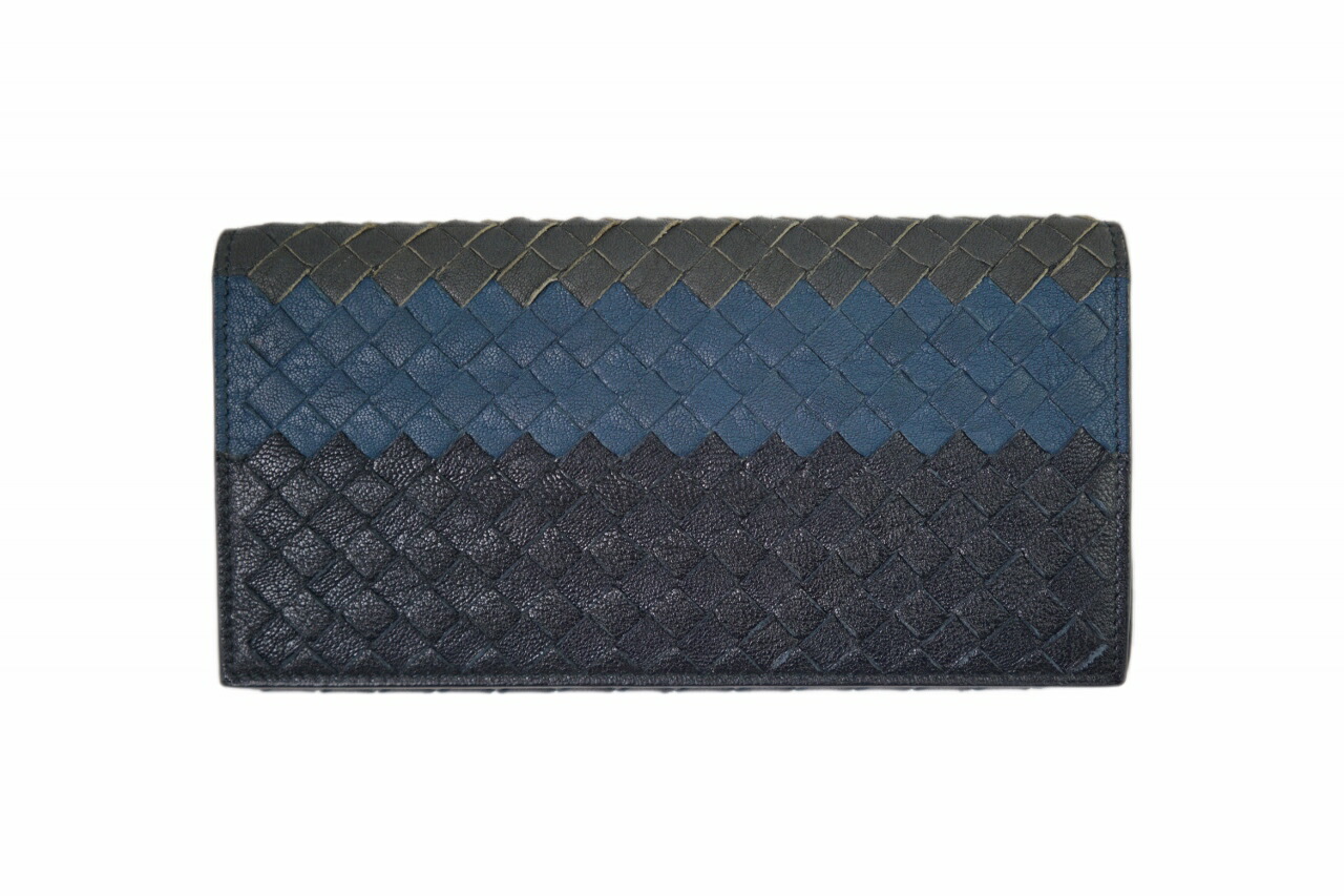 楽天市場 Bottega Veneta ボッテガ ヴェネタ 長財布 ウォレット 二つ折り イントレチャート イタリア製 メンズ 男 新品 4268 グレー ネイビーブルー C Trust 楽天市場店