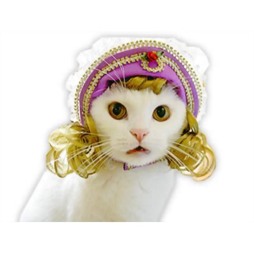 キャットプリン ステファニー王女ちゃまのボンネット ネックカラー キャットウエア 付け襟 猫用 猫の服 1枚 猫服 パープル キャットプリン ステファニー王女ちゃまのボンネット ネックカラー