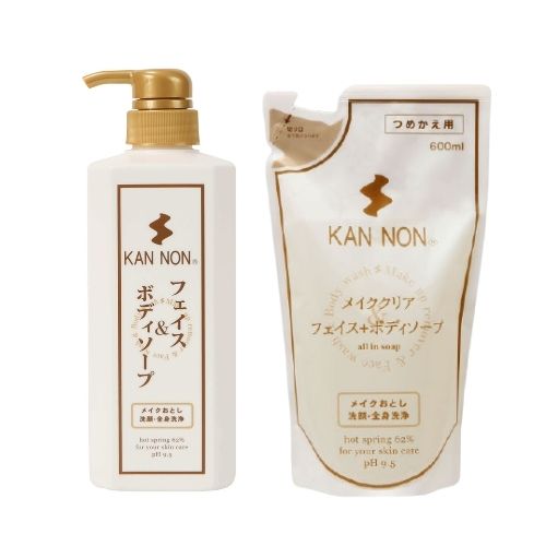 【わくわくセール】【温泉コスメサンプル付】観音温泉 フェイス&ボディソープ 本体700ml+詰替用600ml 【各5個 合計10個セット】温泉水 洗顔 クレンジング メイク落とし 温泉コスメ 詰め替え用 レフィル|C-VISION