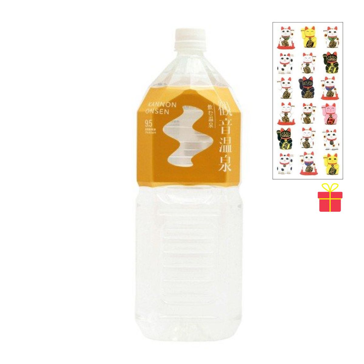 【ゴーゴーセール】観音温泉 飲む温泉 2L×6本入【8ケース】【金運招き猫シール1枚付】温泉水 ミネラルウォーター 超軟水 天然シリカ水 備蓄用 ストック 保存 避難対策 5つ星の宿