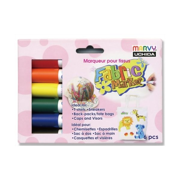 マービー ファブリックマーカー 基本色6色セット 560-6A 【5個セット】学用品