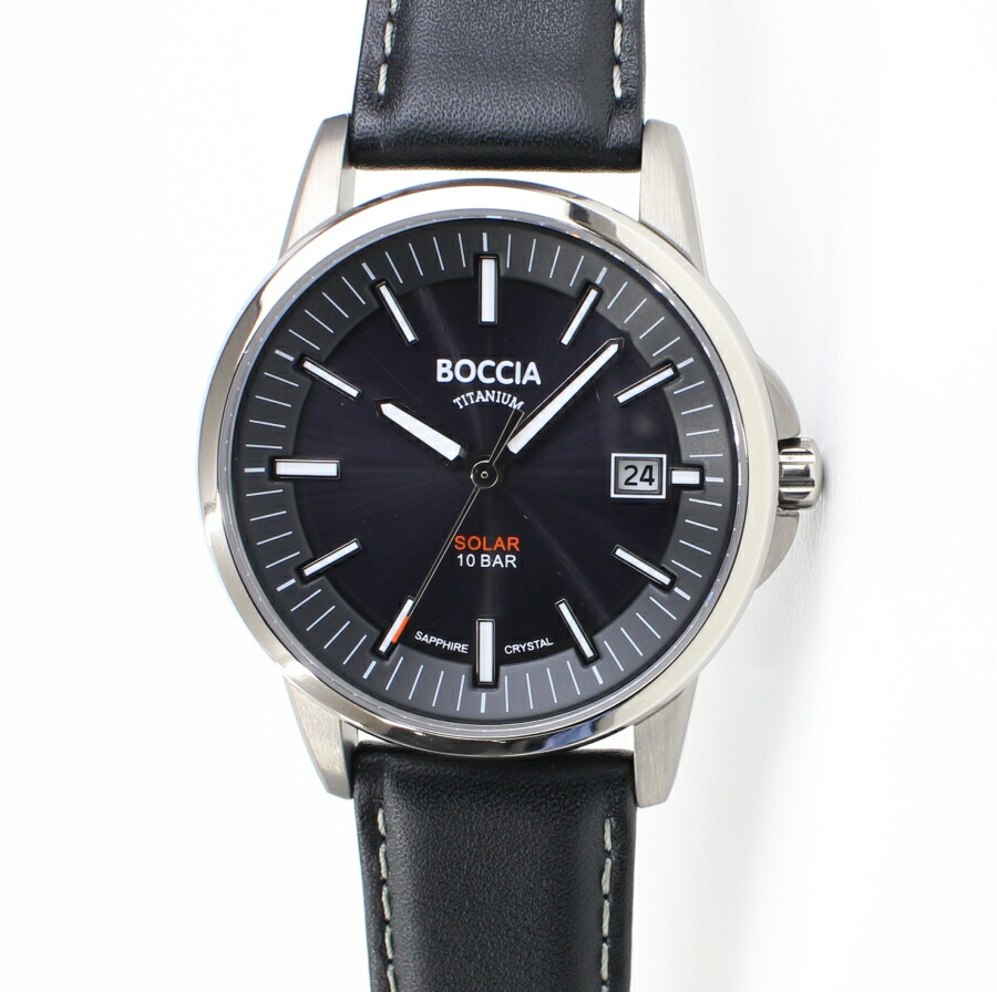 Boccia Titanium ボッチア チタニュウム 腕時計 3643 02 メンズ Black ソーラー ドイツ時計 送料無料 ブランド Salon Raquet De