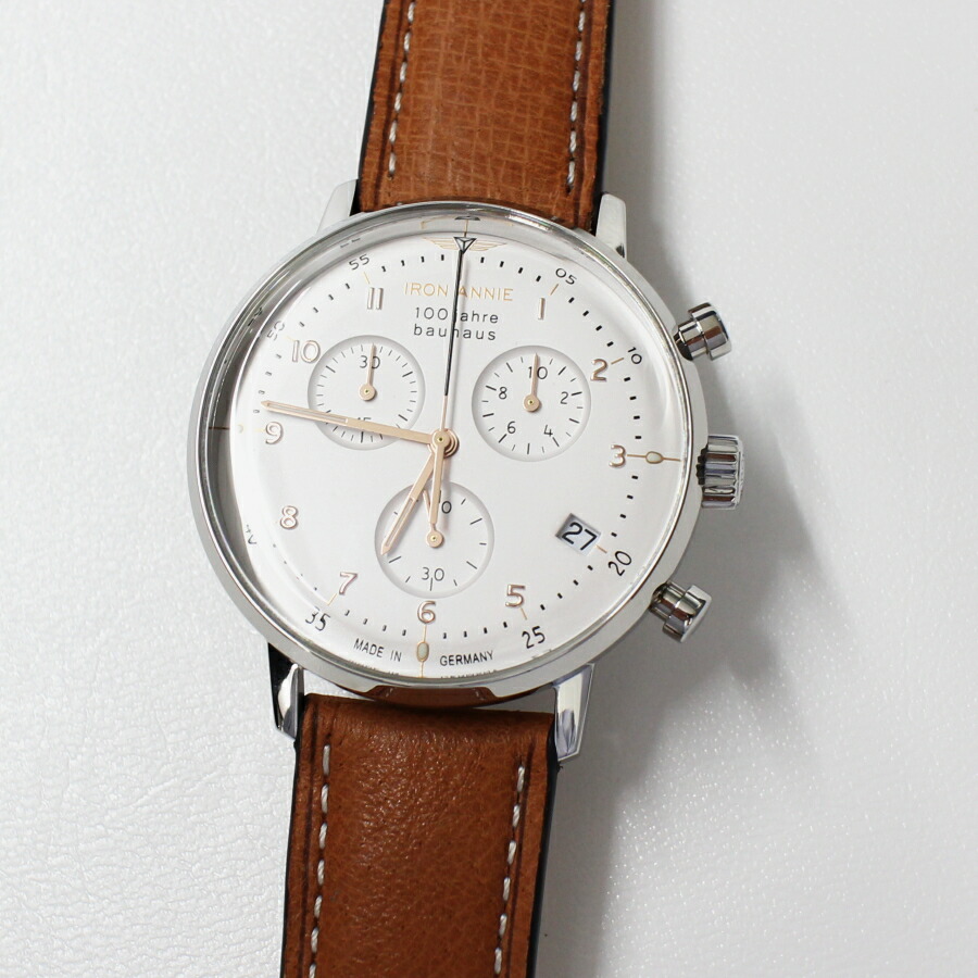 アイアンアニー Iron Annie バウハウス 100周年祝す 蔓延減すフレイム 5096 4qz White クロノグラフ 水晶 ドイツクロック リストウォッチ 送料無料 メンズ 商標名 Pghintheround Com