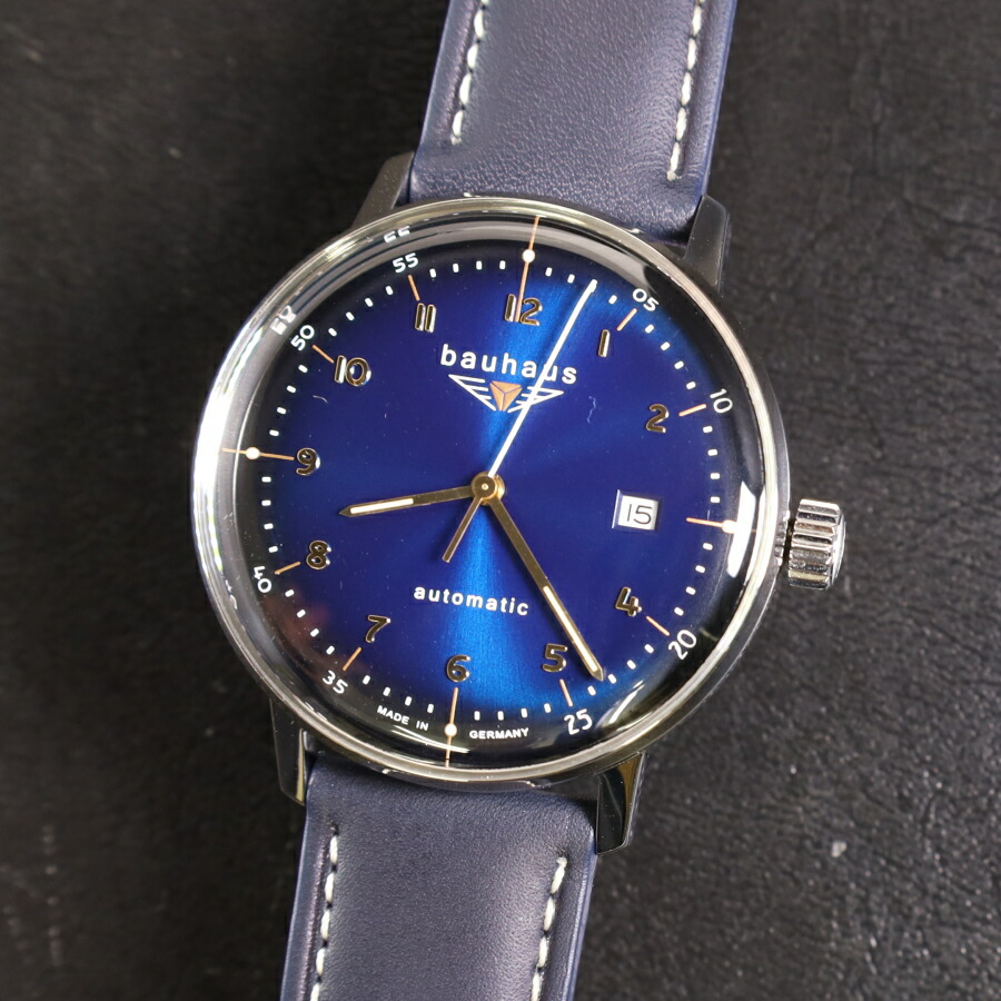 バウハウス ウォッチ BAUHAUS DESSAU 2064-3AT うす暗い青色 自動小銃一巻き ＦＲＧ時辰儀 貨物輸送無料 メンズ ブランド名