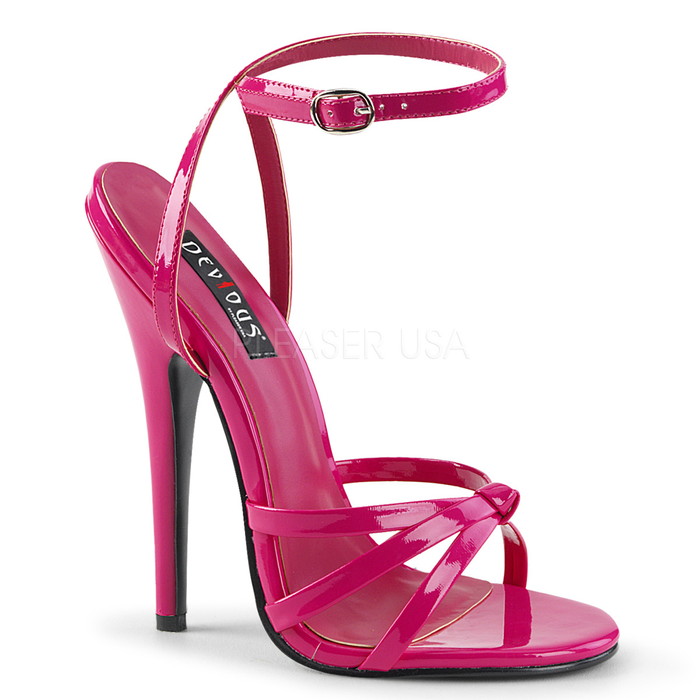 選べる靴用品プレゼント付 即納 Pleaser プリーザー アンクルストラップ付きハイヒールサンダル エナメルホットピンク レディース ヒール高約15cm ボンデージ系 ポールダンス 衣装 靴 DOMINA-108 DOM108/HP