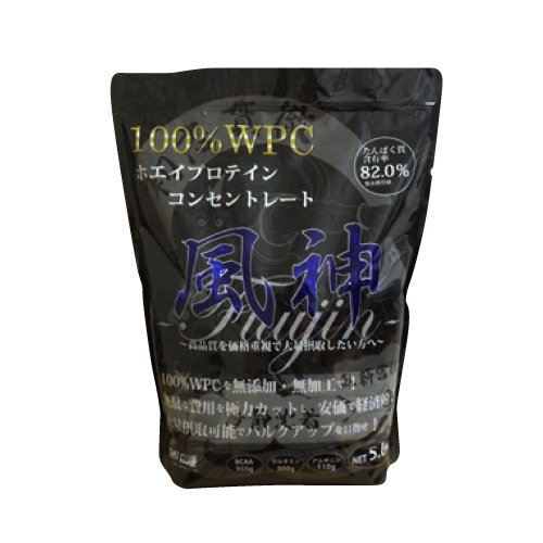 ファイトクラブ 風神プロテイン 徳用5kg ホエイ・プロテイン・コンセントレート 【いちおし】｜デアウ