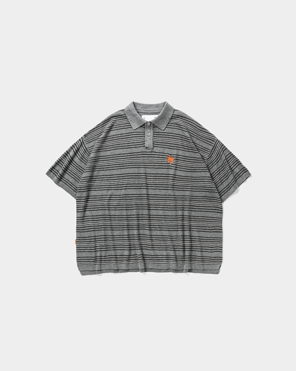 トップス TIGHTBOOTH RIDGE BORDER OPEN POLO BLACK TIGHTBOOTH（タイトブース）RIDGE BORDER OPEN POLO - birnest