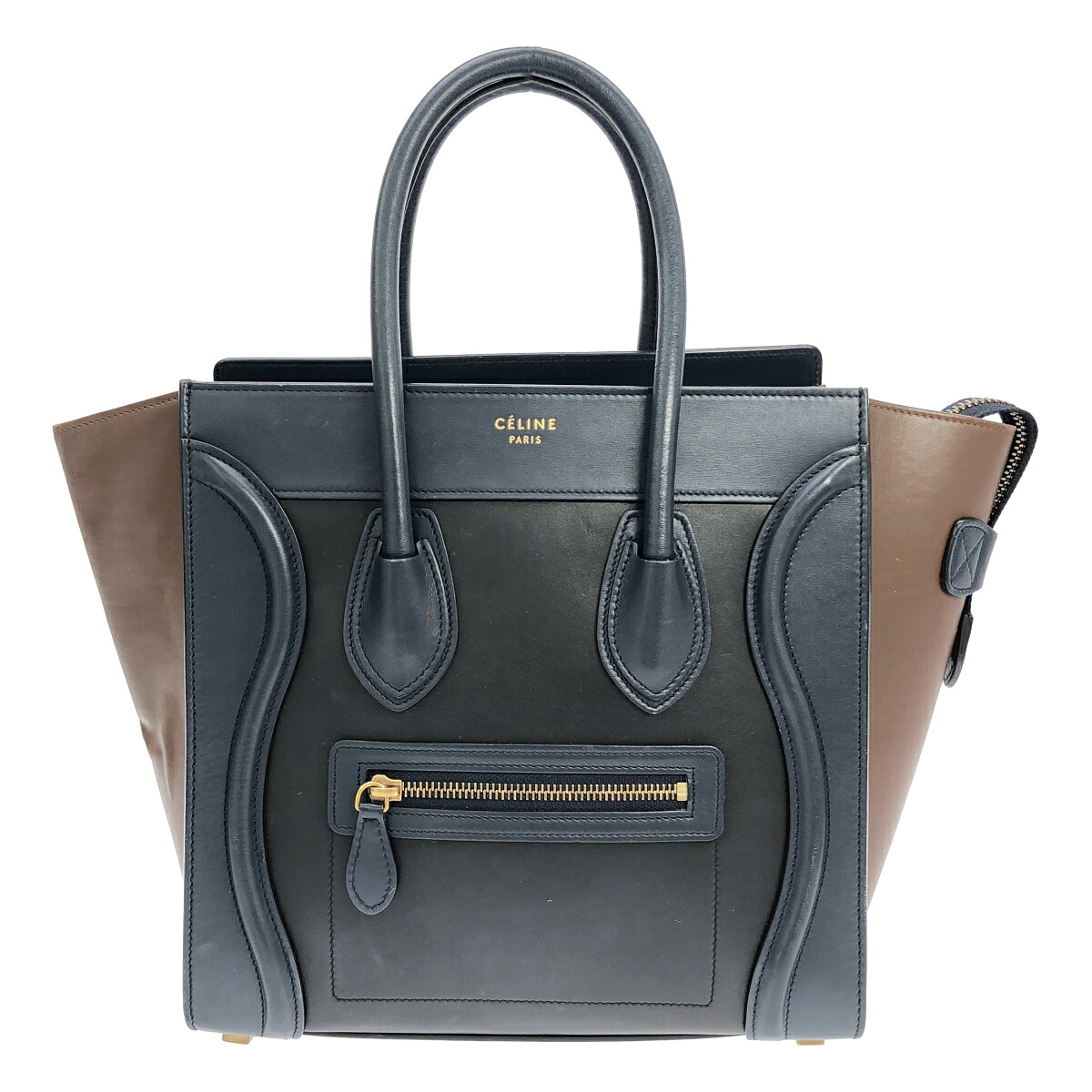 【最大限度15％OFF引き換え証】CELINE セリーヌ マイクロショッパー 黒いこと/青碧/余分の物 ハンドバック【中古】
