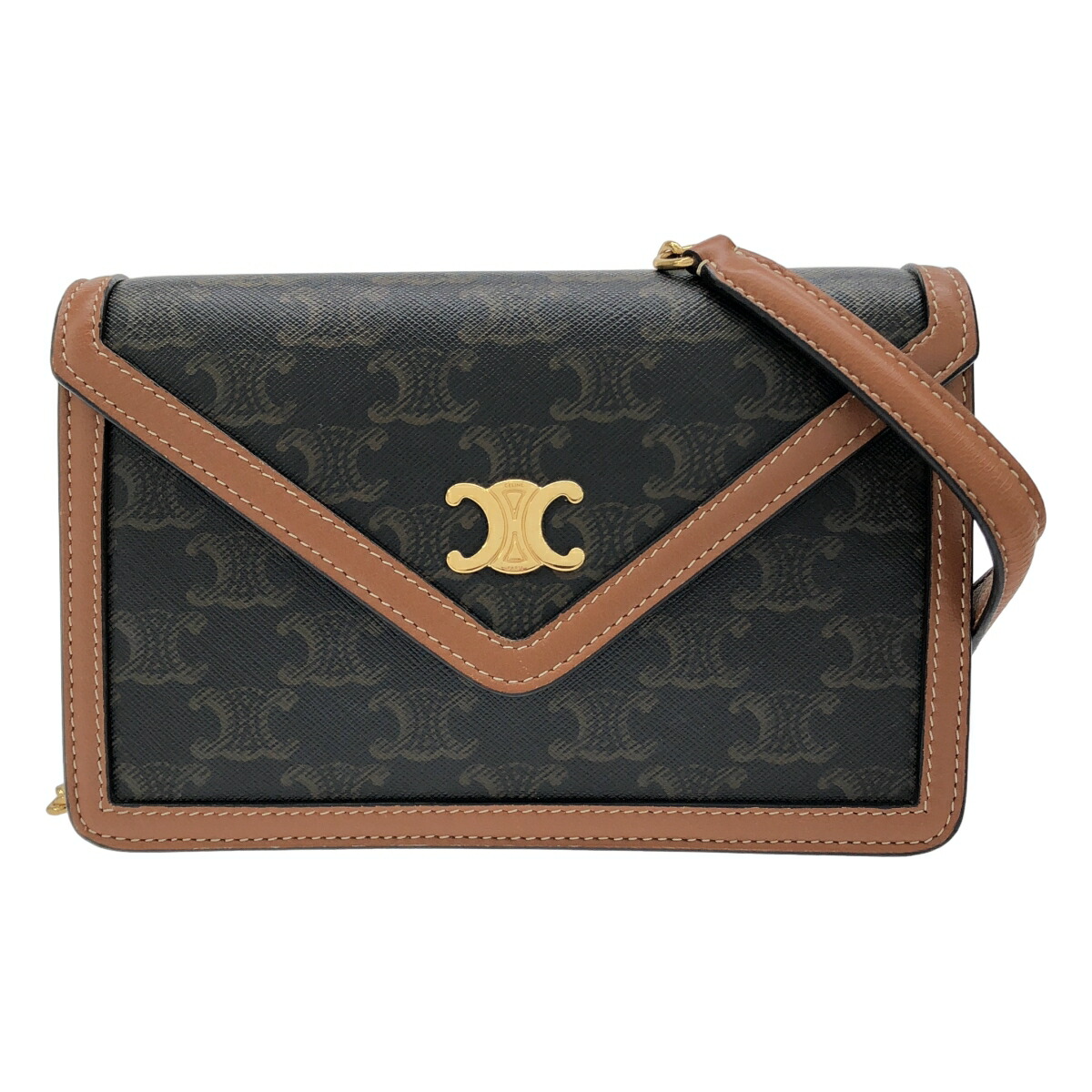 【最大限度15％OFF引き換え証】CELINE セリーヌ チェーンウォレット 赤銅色 ショルダーバッグ【中古】