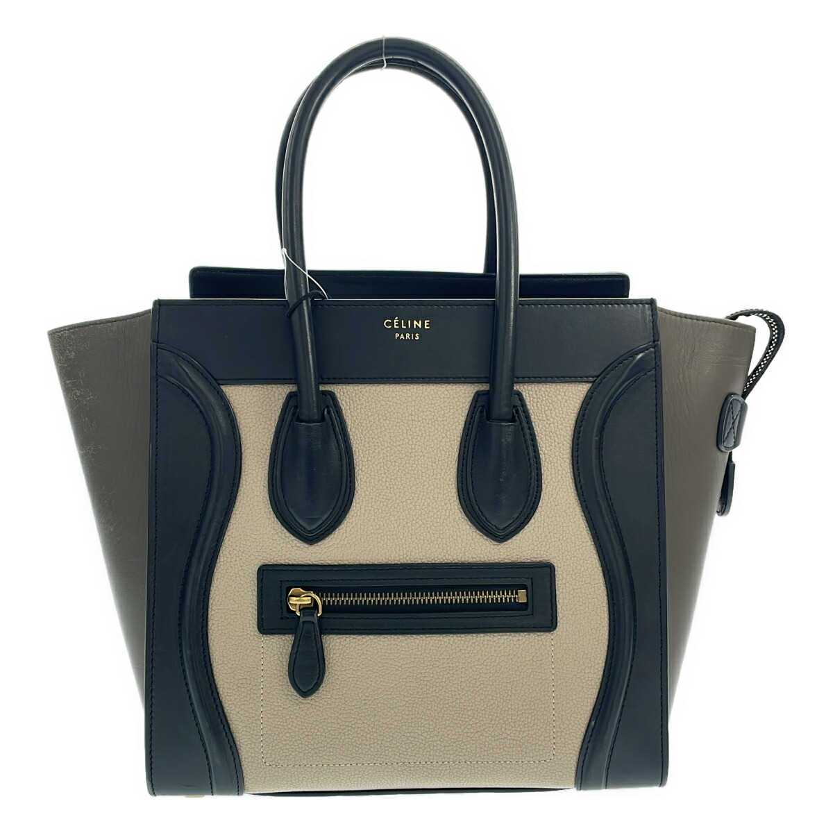 【最大限度15％OFF引き換え証】CELINE セリーヌ マイクロショッパー 黒いこと/ベージュ/余分の物 ハンドバック【中古】