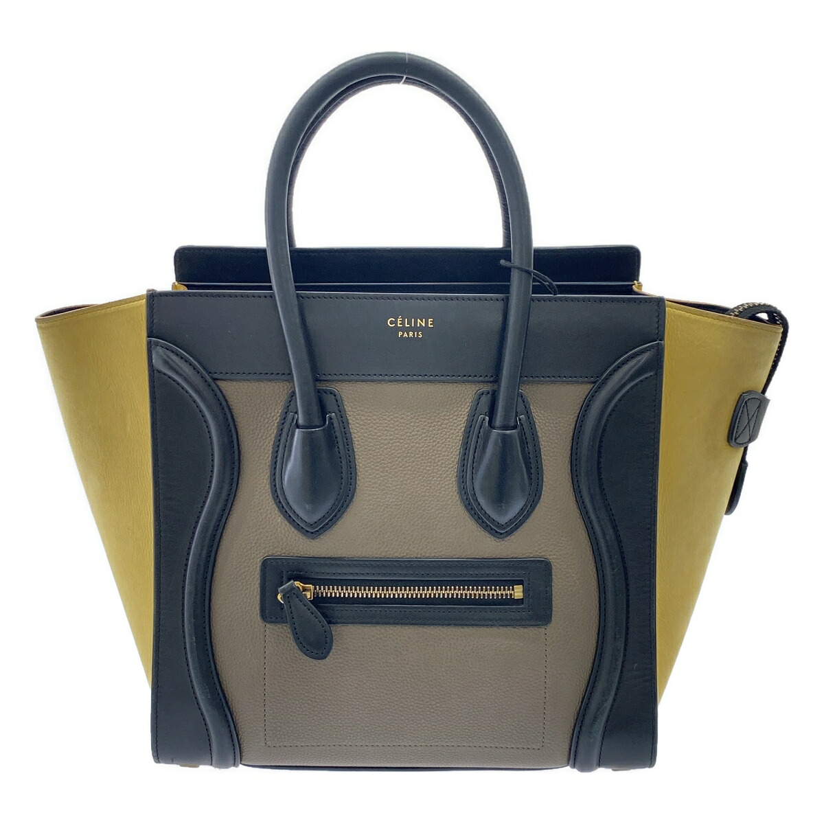 【最大限度15％OFF引き換え証】CELINE セリーヌ マイクロショッパー 赤銅色/黒いこと/黄色/余分の物 ハンドバック【中古】