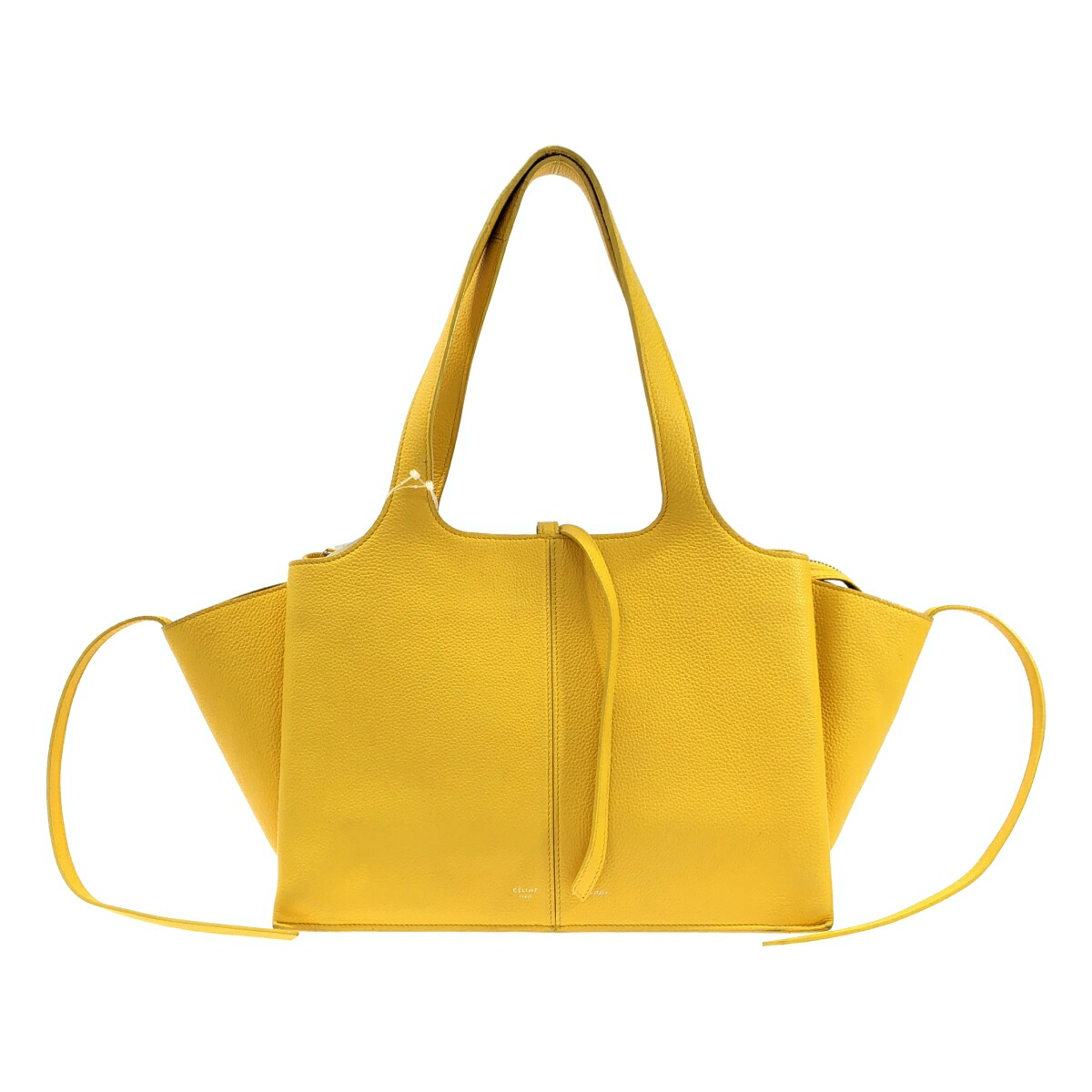 【最大限度15％OFFクーポン券】CELINE セリーヌ トリフォルドスモール 黄色 トートバッグ【中古】