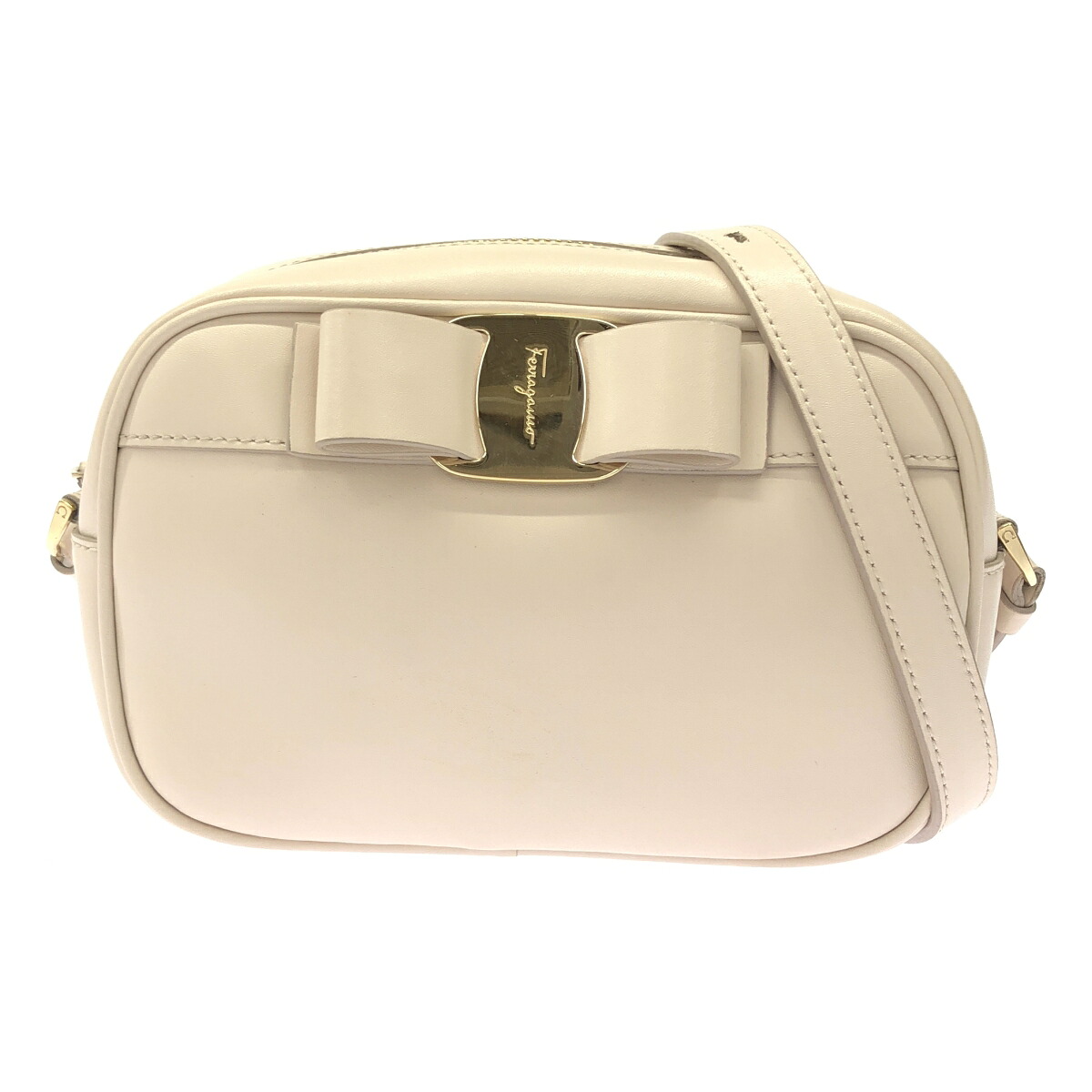 【最大限度15％OFF引き換え証】FERRAGAMO フェラガモ ショルダーバッグ ベージュ ショルダーバッグ【中古】