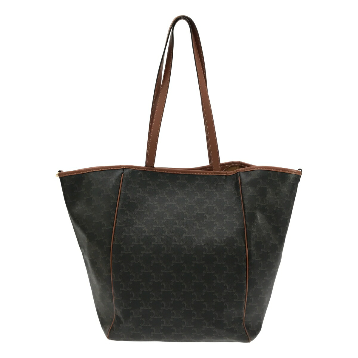 【最大限度15％OFFクーポン券】CELINE セリーヌ ミディアムフォールドカバ 赤銅色/黒いこと トートバッグ【中古】