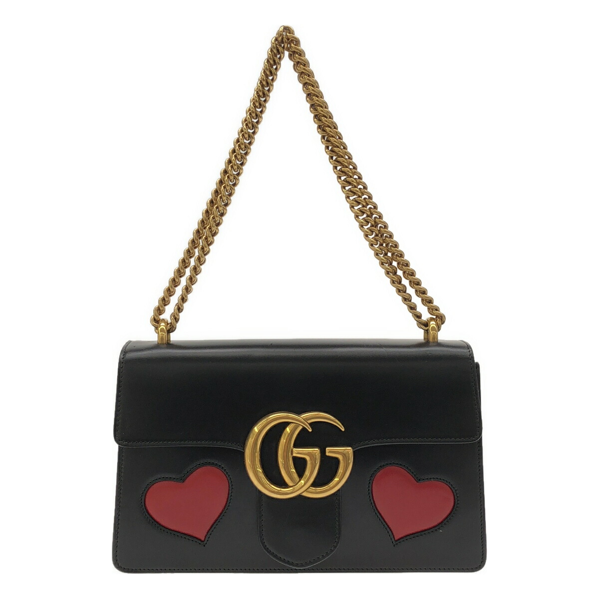 【最大限度15％OFF引き換え証】GUCCI グッチ GGマーモント 黒いこと ショルダーバッグ【中古】