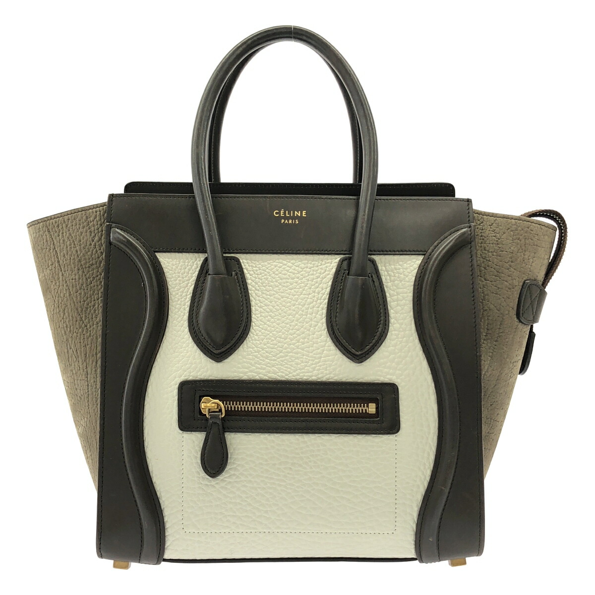 【最大限度15％OFF引き換え証】CELINE セリーヌ マイクロショッパー 赤銅色/白いこと/余分の物 ハンドバック【中古】