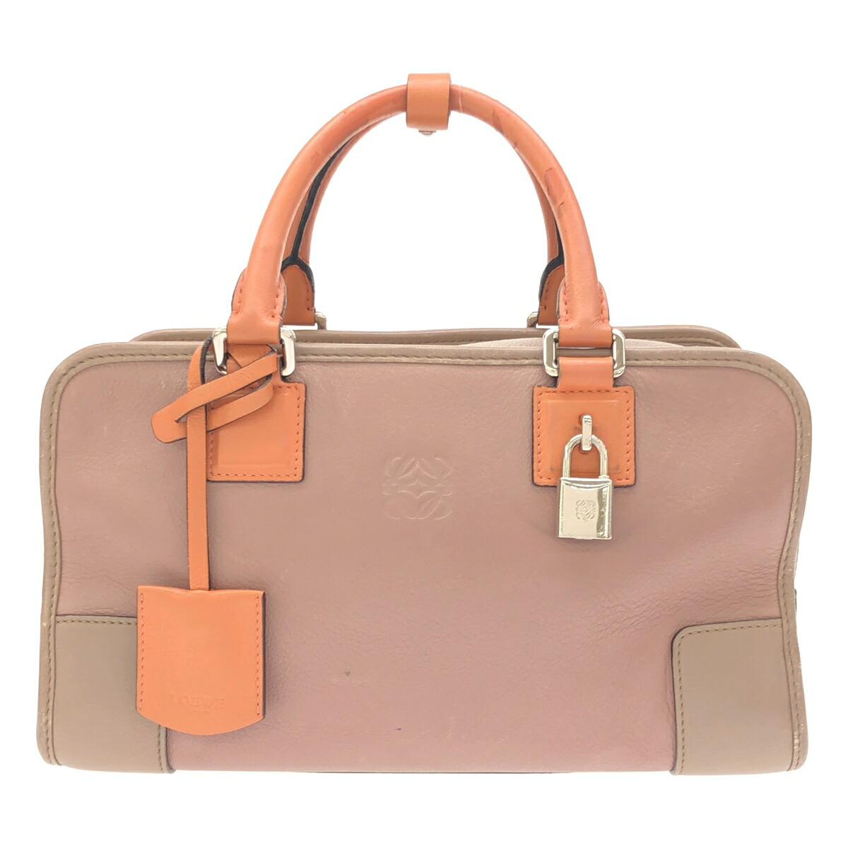 【最大限度15％OFF引き換え証】LOEWE ロエベ アマソナ28 パープル/オレンジ色/余分の物 ハンドバック【中古】