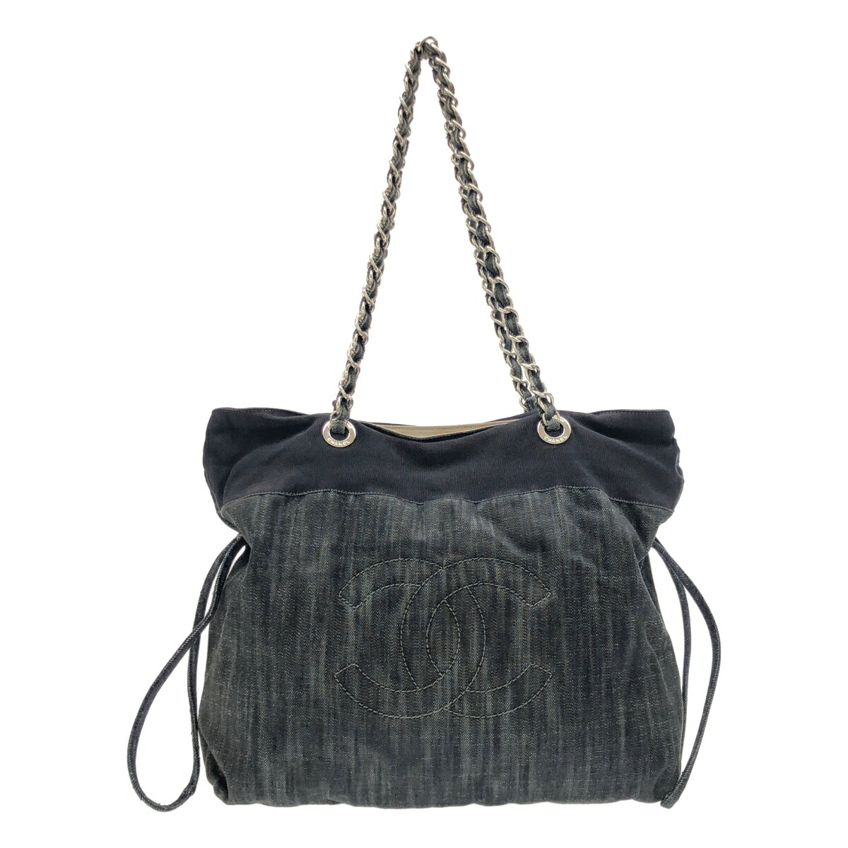 【最大限度15％OFFクーポン券】CHANEL シャネル チェーントートバッグ 青碧 トートバッグ【中古】