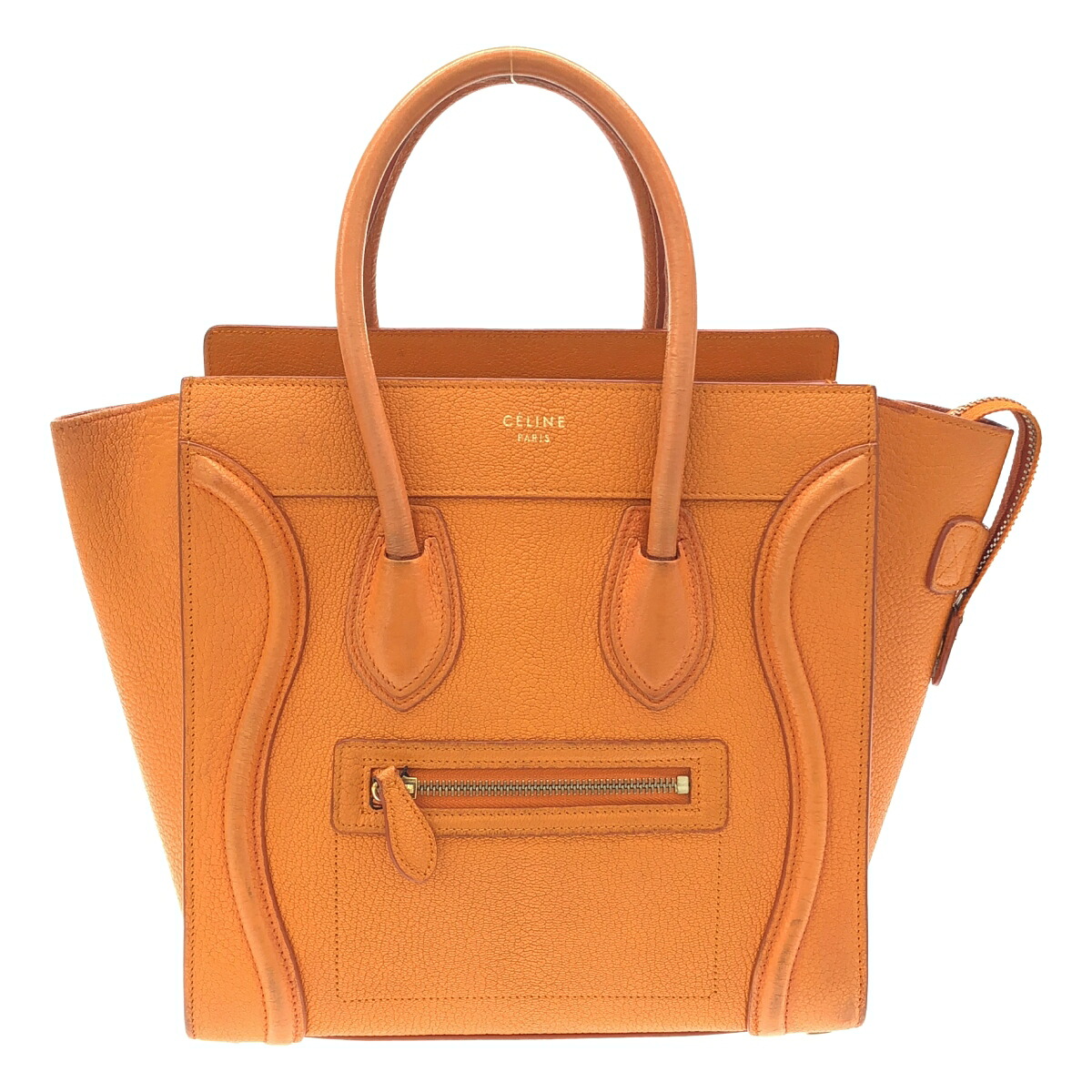 【最大限度15％OFF引き換え証】CELINE セリーヌ マイクロショッパー オレンジ色 ハンドバック【中古】