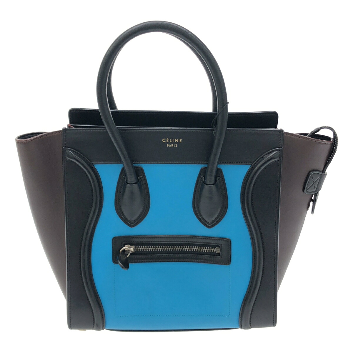【最大限度15％OFF引き換え証】CELINE セリーヌ マイクロショッパー 赤銅色/黒いこと/青碧/余分の物 ハンドバック【中古】