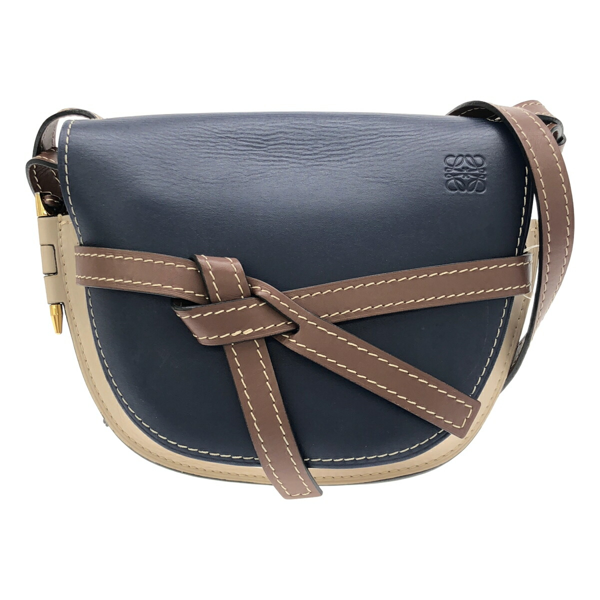 【最大限度15％OFF引き換え証】LOEWE ロエベ ゲートバッグスモール 赤銅色/青色/ベージュ/余分の物 ショルダーバッグ【中古】