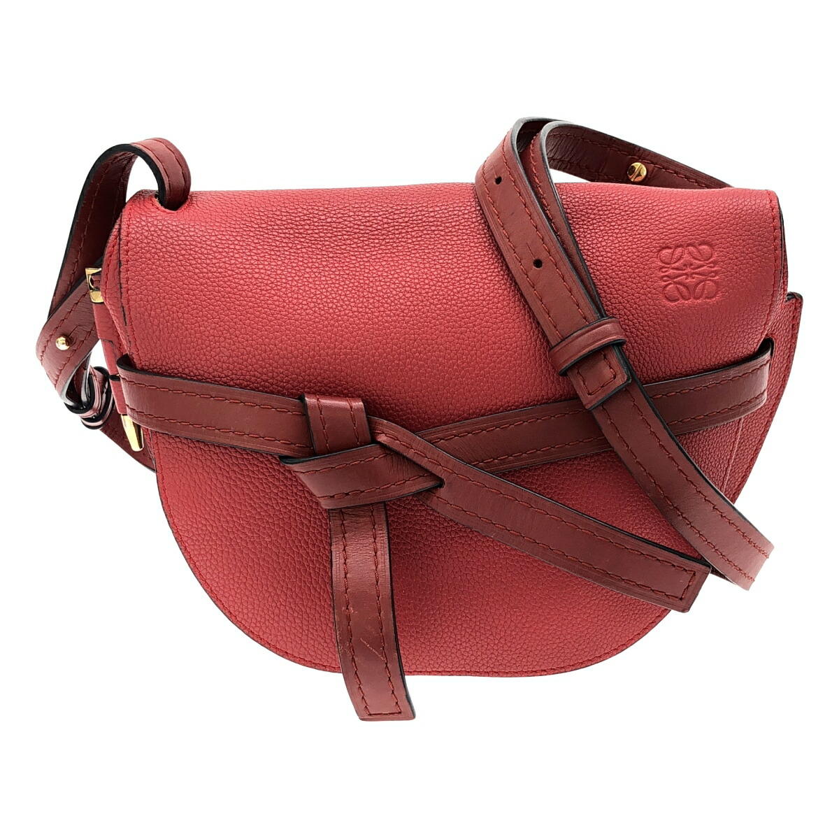【最大限度15％OFFクーポン券】LOEWE ロエベ ゲートバッグスモール 赤いこと ショルダーバッグ【中古】
