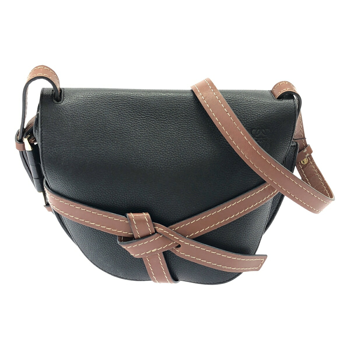 【最大限度15％OFF引き換え証】LOEWE ロエベ ゲートバッグスモール 赤銅色/黒いこと ショルダーバッグ【中古】