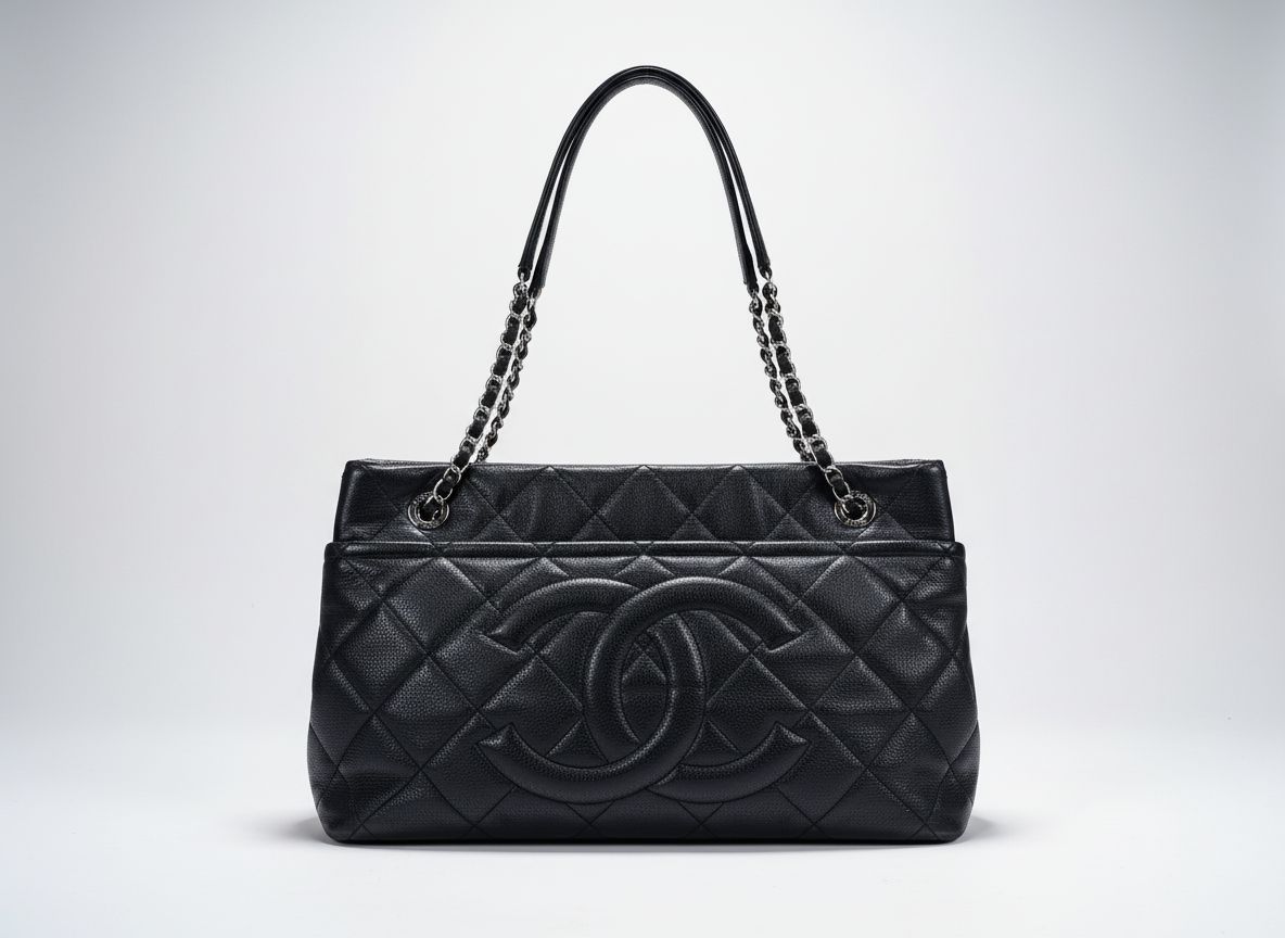 【最大限度15％OFFクーポン券】CHANEL シャネル チェーントートバッグ 黒いこと トートバッグ【中古】