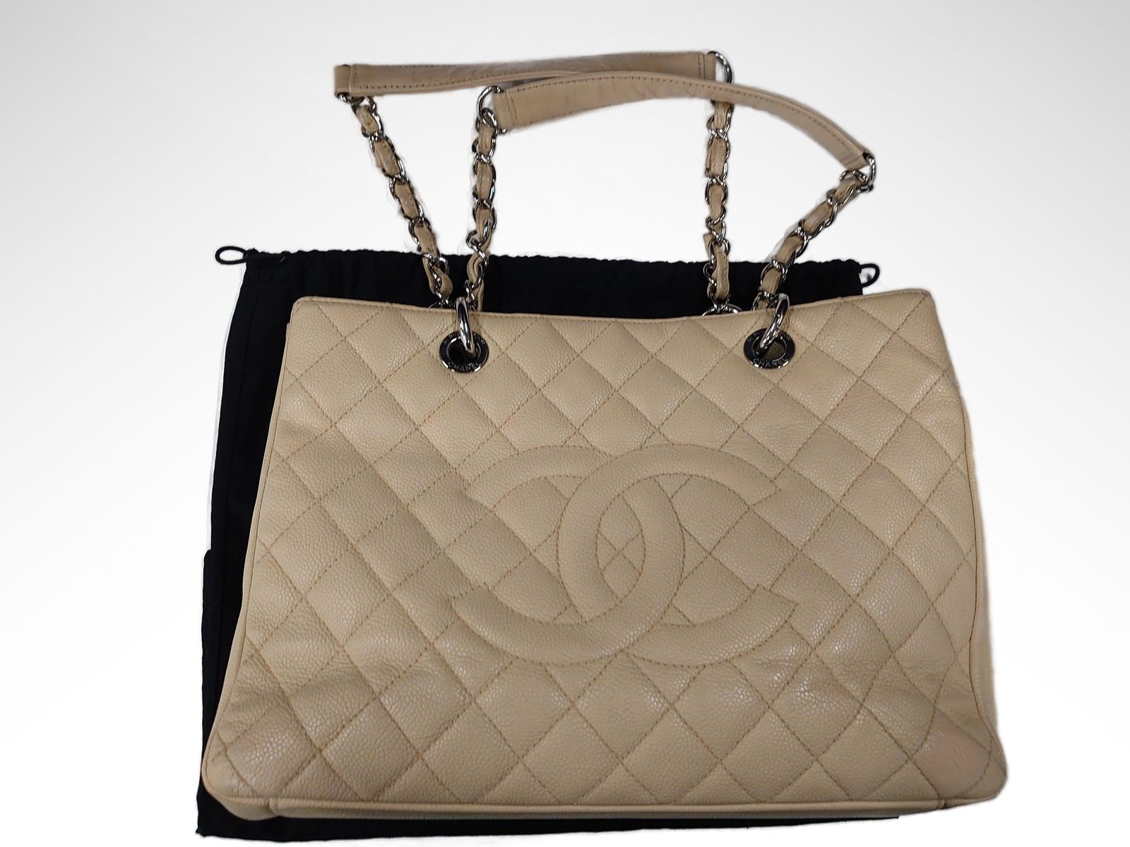 【最大限度15％OFF引き換え証】CHANEL シャネル チェーントートバッグ ベージュ トートバッグ【中古】