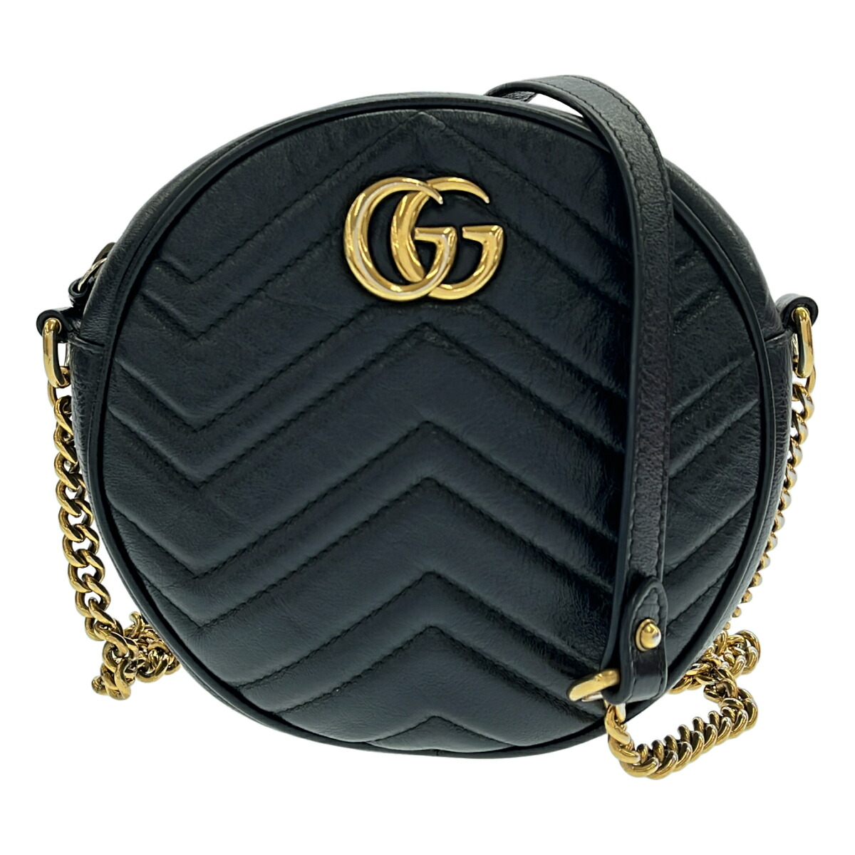 【最大限度15％OFF引き換え証】GUCCI グッチ GGマーモント 黒いこと ショルダーバッグ【中古】