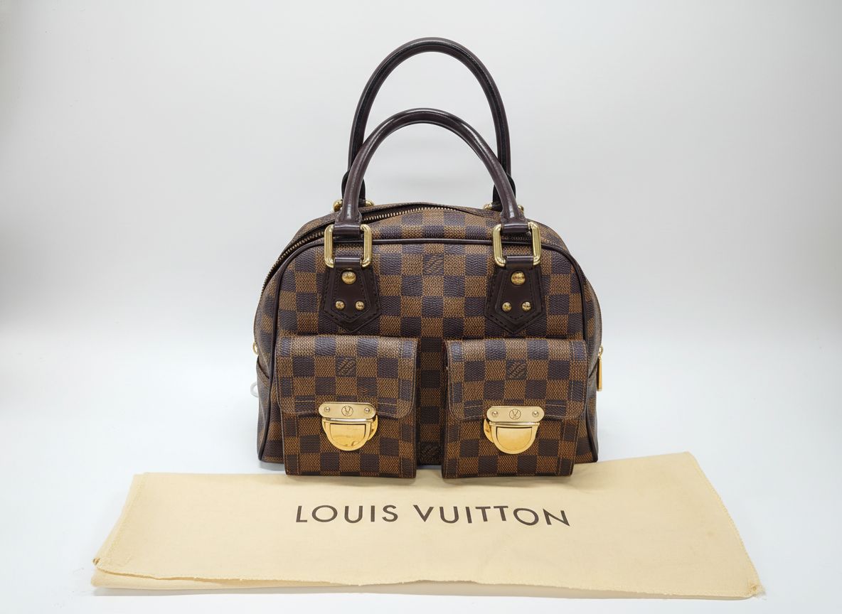 【最大限度15％OFF引き換え証】LOUIS VUITTON ルイ・ヴィトン マンハッタンPM 赤銅色 ハンドバック【中古】