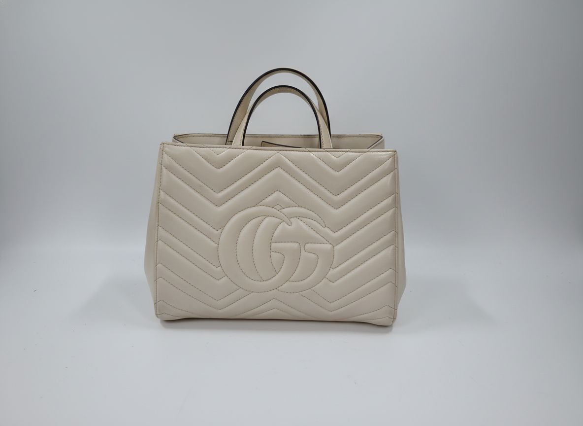 GUCCI グッチ GGマーモント 白いこと ハンドバック【中古】