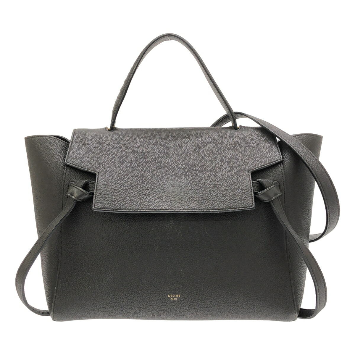 【最大限度15％OFF引き換え証】CELINE セリーヌ ベルトバッグミニ 薄墨色 2WAY御徒面子【中古】