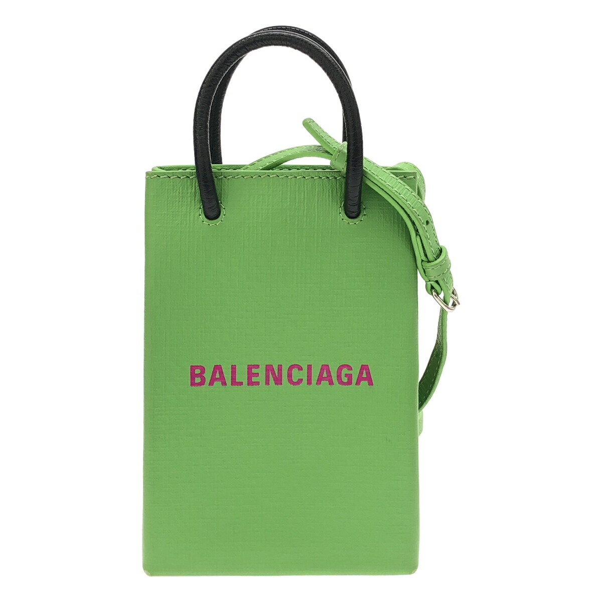 BALENCIAGA バレンシアガ ショッピングフォンホルダー 緑であること 2WAY御徒面子【中古】