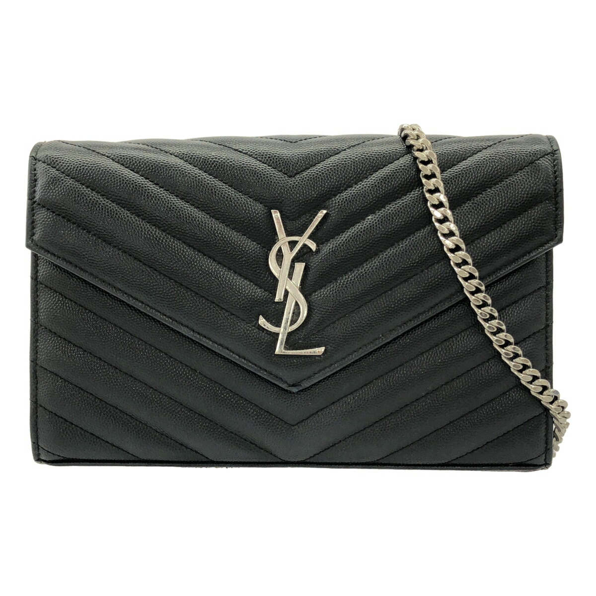 【最大限度15％OFF引き換え証】SAINT LAURENT サンローラン チェーンウォレット 黒いこと ショルダーバッグ【中古】