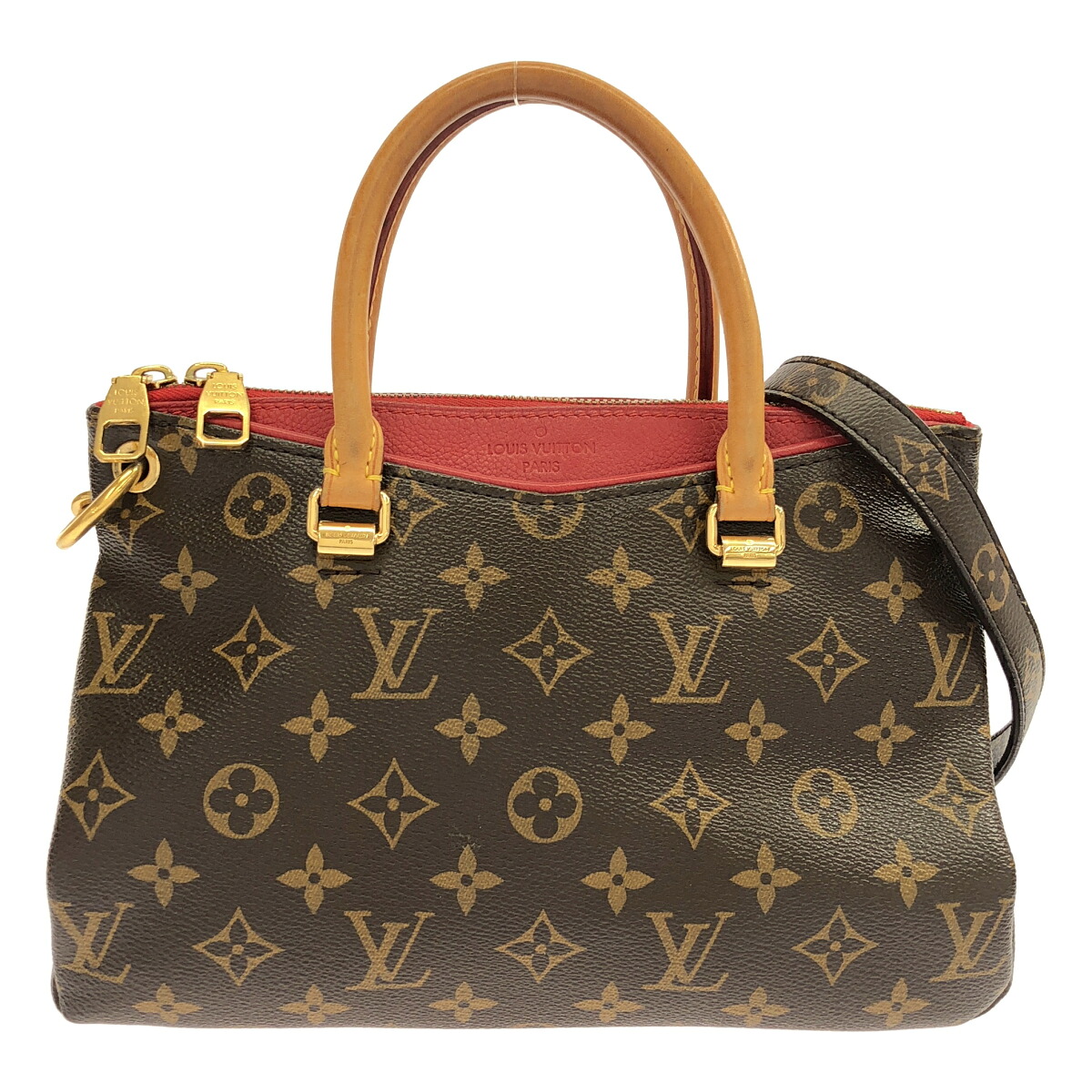 【3日間返品可】LOUIS VUITTON ルイ・ヴィトン パラスBB ブラウン/レッド 2WAYバッグ【中古】|カエセル