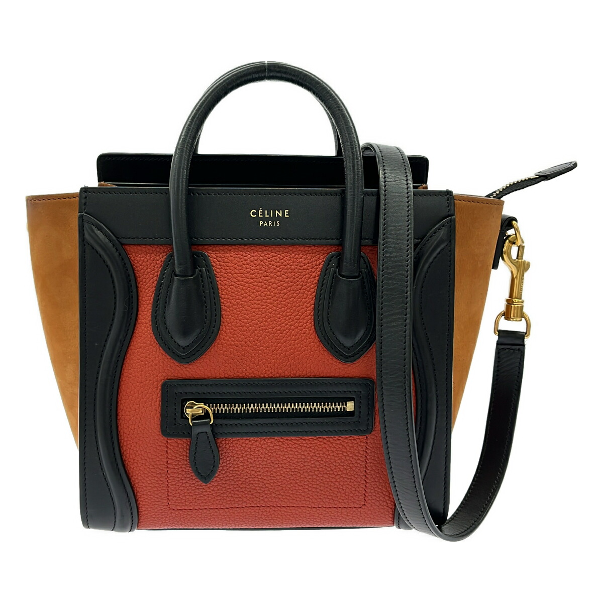 【3日間返品可】CELINE セリーヌ ナノショッパー ブラウン/ブラック/オレンジ/その他 2WAYバッグ【中古】｜カエセル